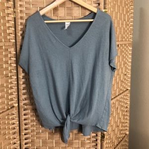 Pact cotton/linen tie front tee